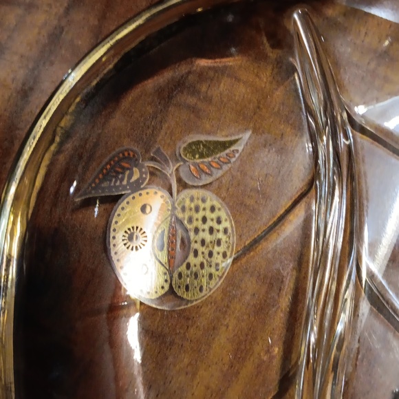Georges Briard leaf shape, fruit, with real gold trim Mid Century serving dish - Picture 4 of 6